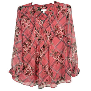 Charter Club Pink Ruffled Long Sleeve Blouse